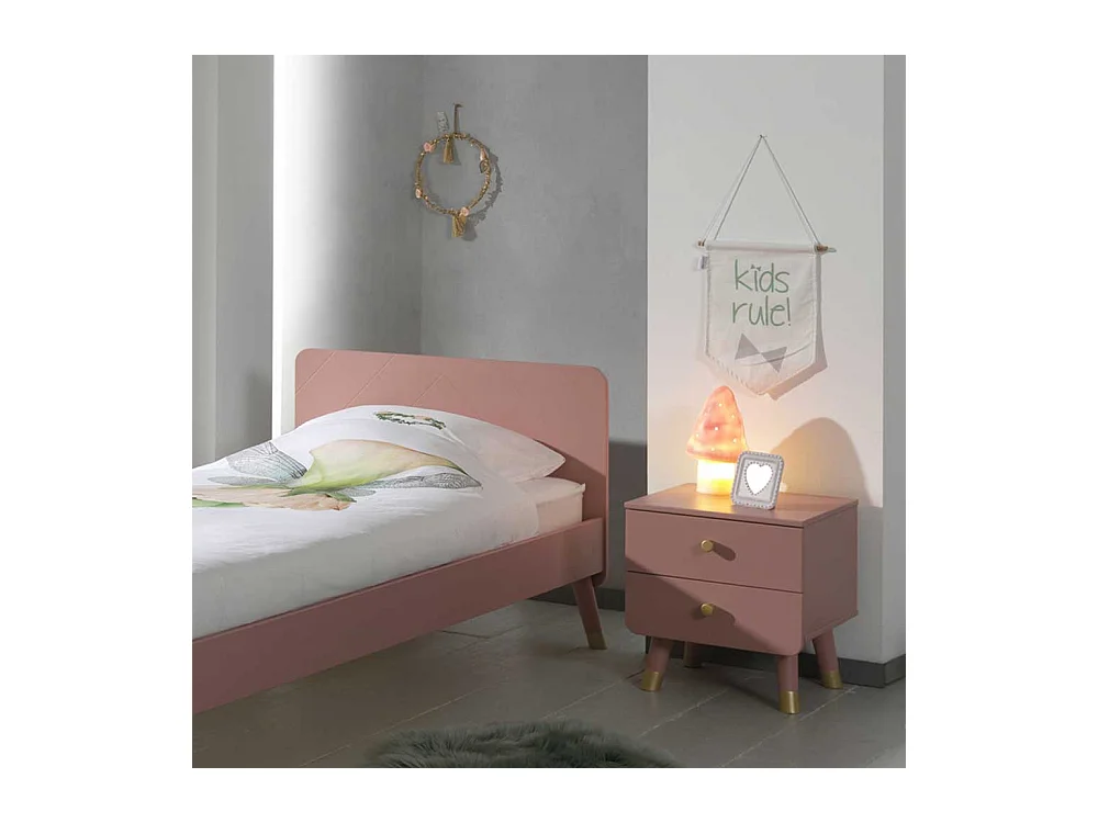 Nachtschrank in Rosa und Goldfarben zwei Schubladen