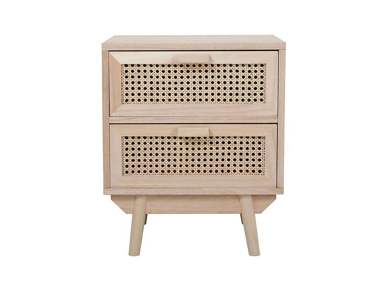 Nachttisch Kommode in Holz Naturfarben Rattan