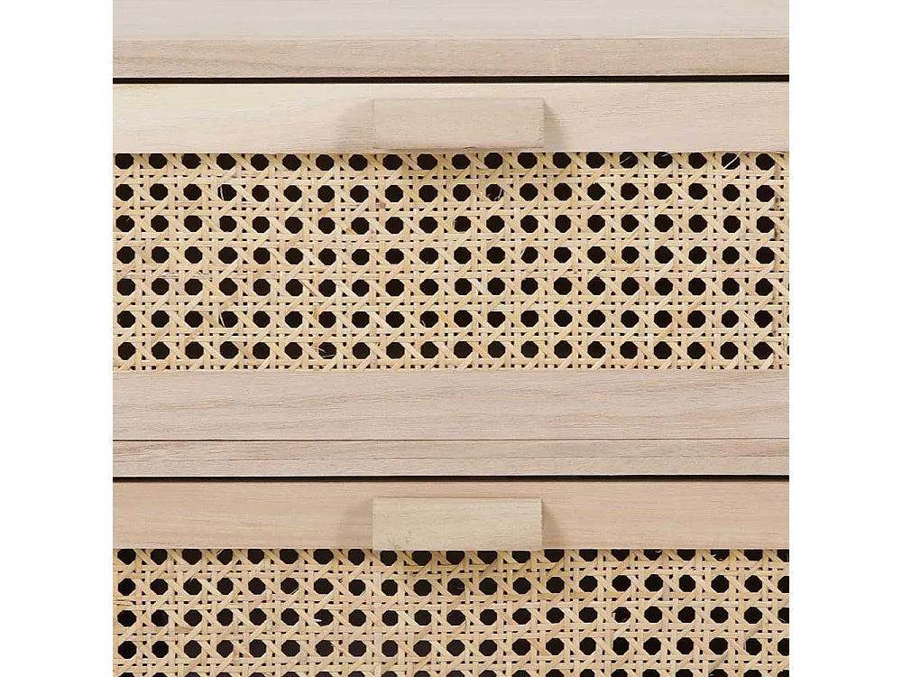 Nachttisch Kommode in Holz Naturfarben Rattan