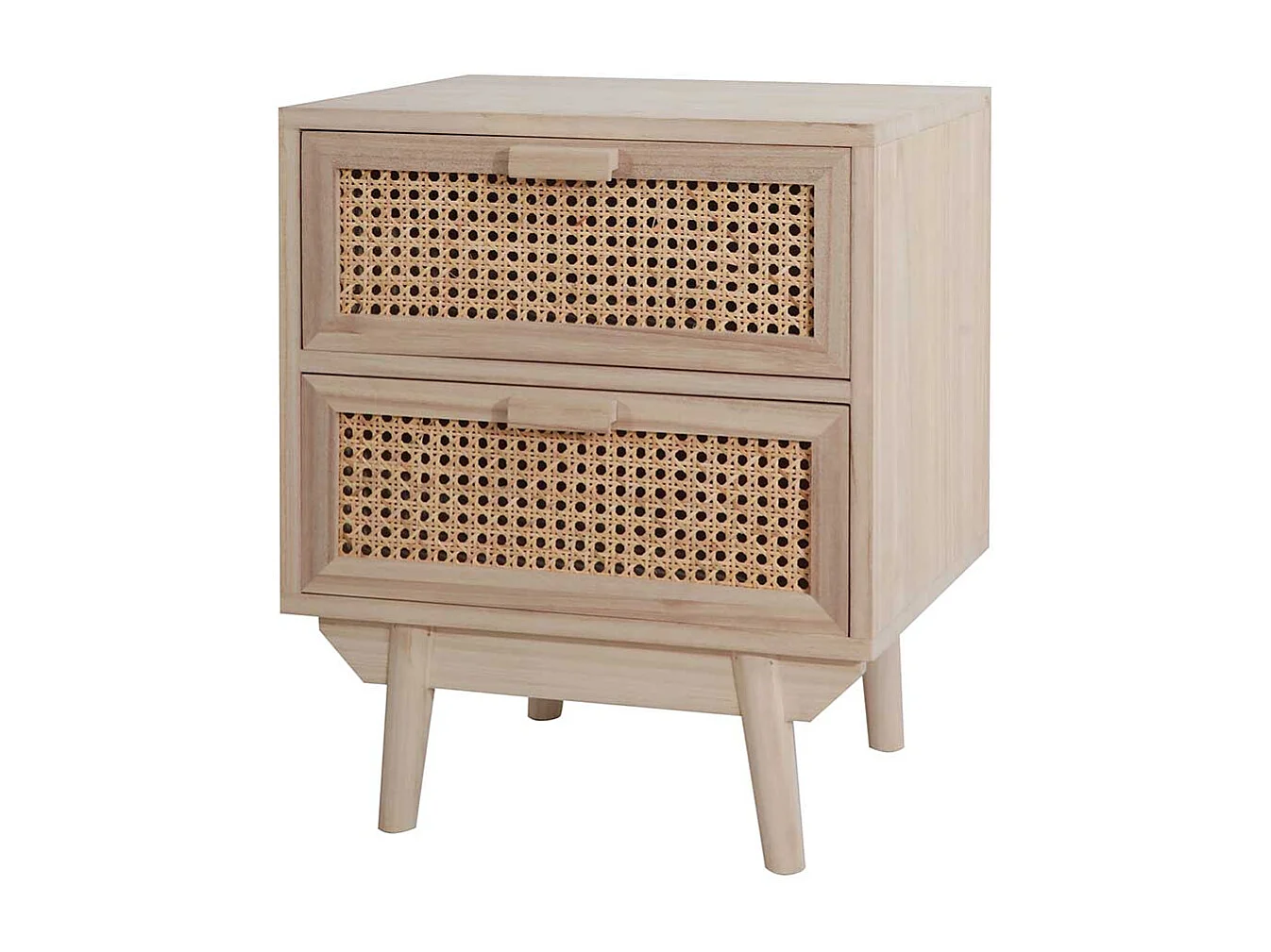 Nachttisch Kommode in Holz Naturfarben Rattan