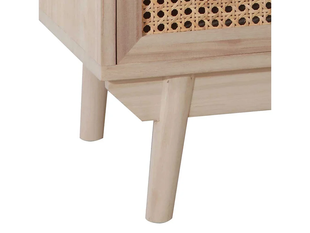 Nachttisch Kommode in Holz Naturfarben Rattan