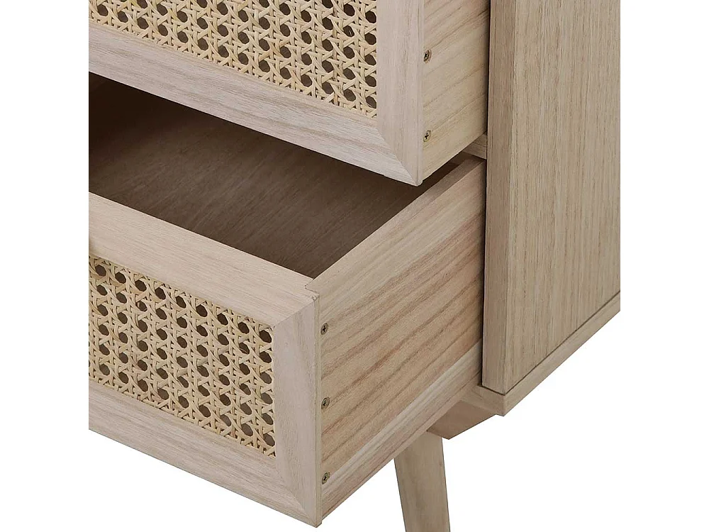 Nachttisch Kommode in Holz Naturfarben Rattan