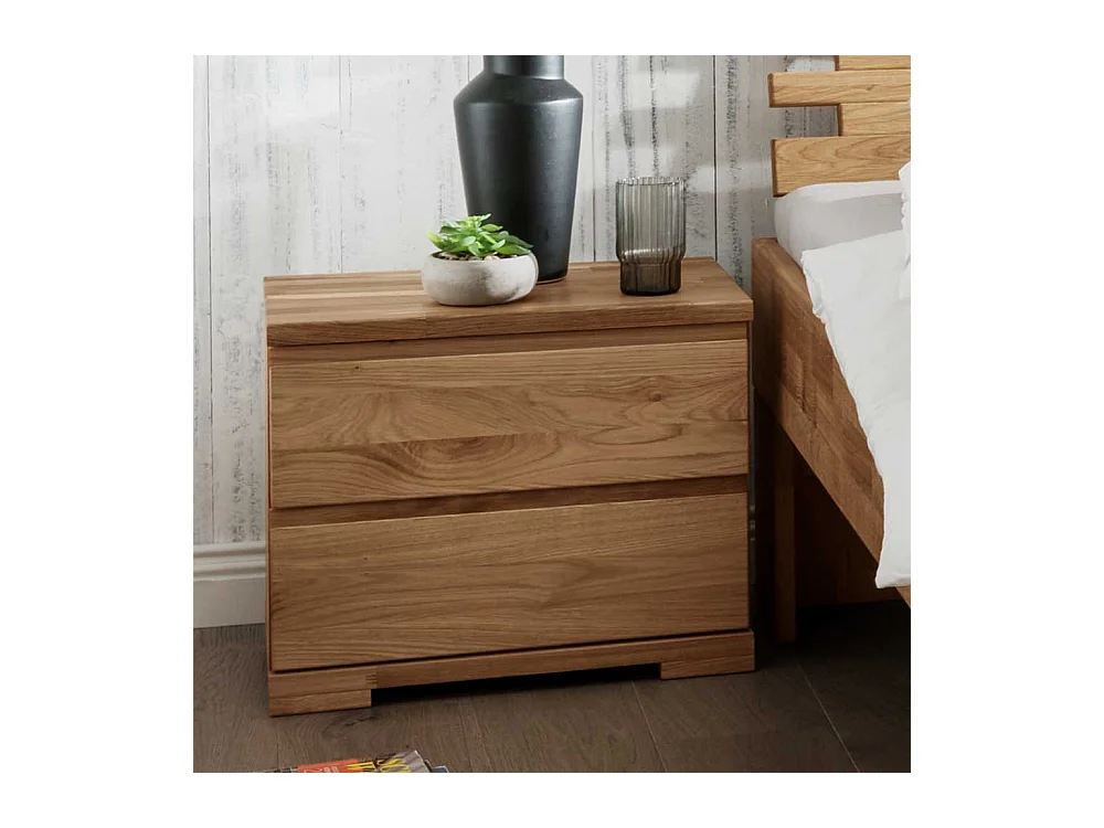 Massive Nachtkonsole aus Wildeiche geölt zwei Schubladen