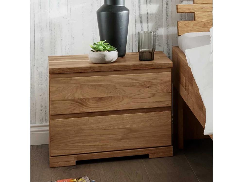 Massive Nachtkonsole aus Wildeiche geölt zwei Schubladen