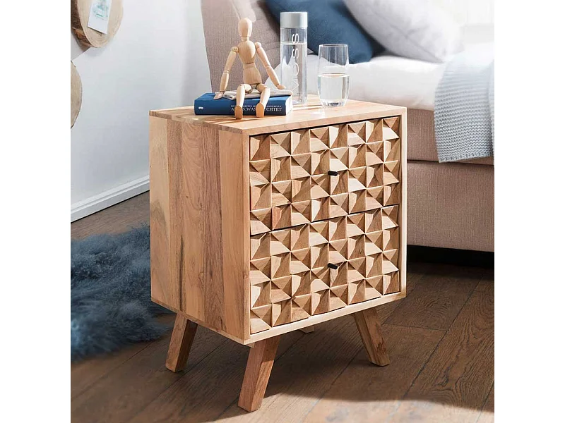 Nachttisch Kommode aus Akazie Massivholz handgearbeitet