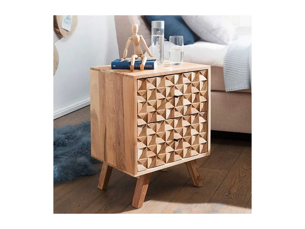 Nachttisch Kommode aus Akazie Massivholz handgearbeitet