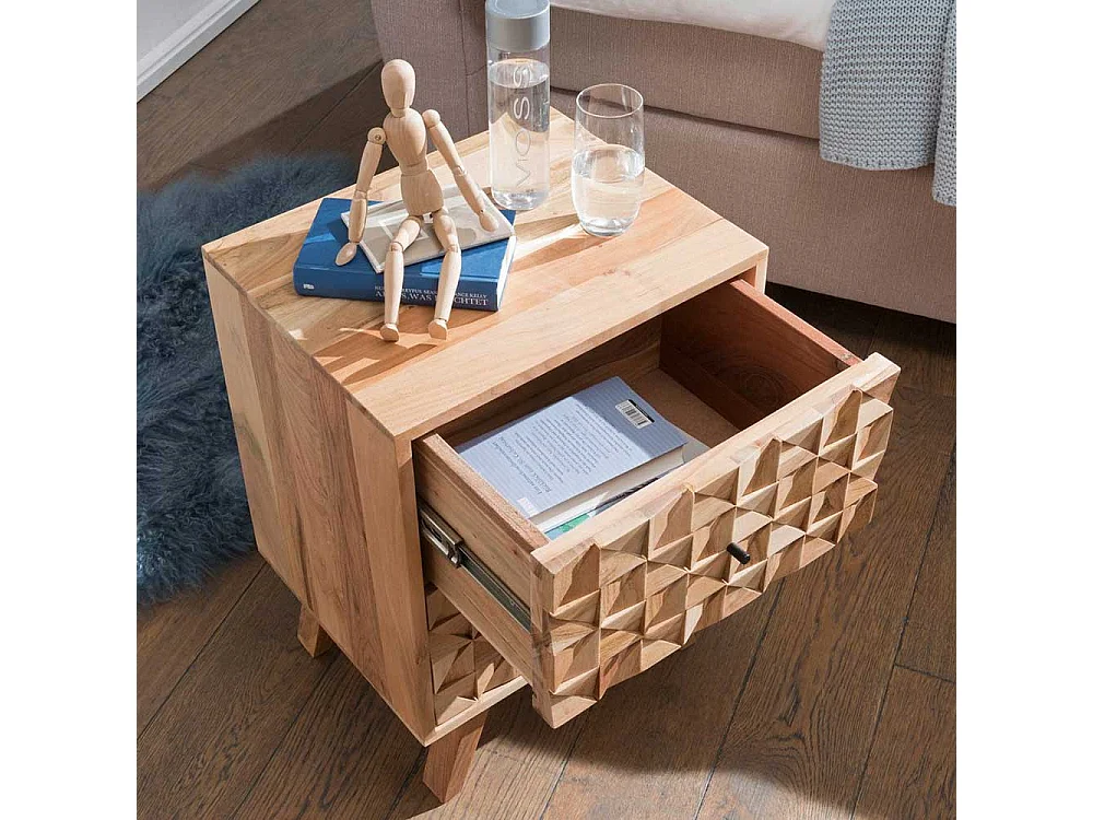 Nachttisch Kommode aus Akazie Massivholz handgearbeitet