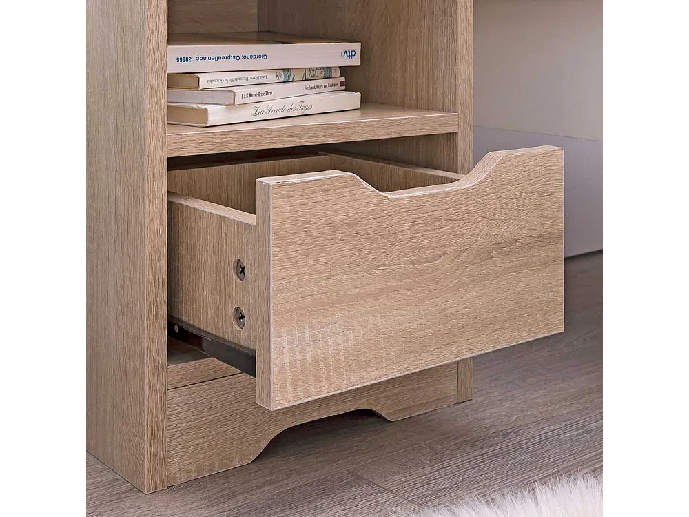 Nachtschränkchen in Sonoma-Eiche einer Schublade und offenem Fach