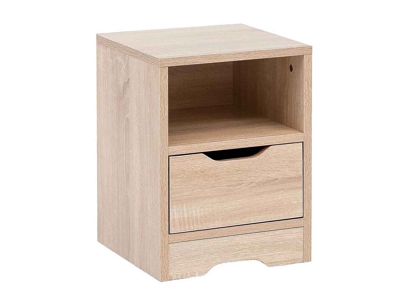 Nachtschränkchen in Sonoma-Eiche einer Schublade und offenem Fach