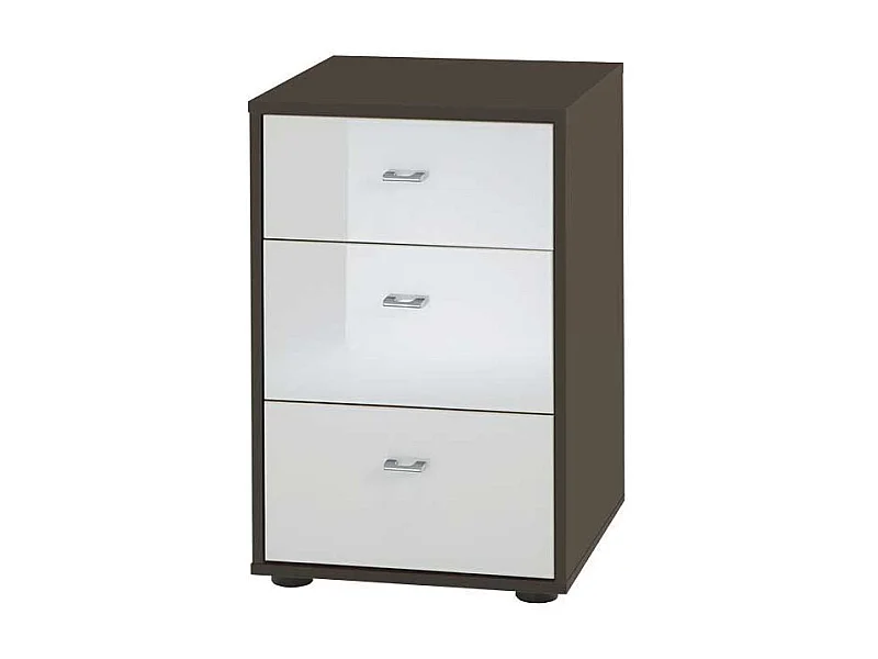 Nachtkommode in Weiß Grau Braun