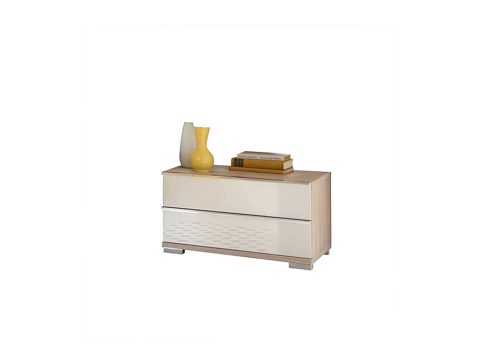 Nachttisch Konsole in Eiche Sägerau Weiß Glas modern