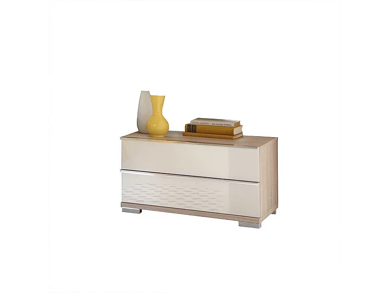 Nachttisch Konsole in Eiche Sägerau Weiß Glas modern