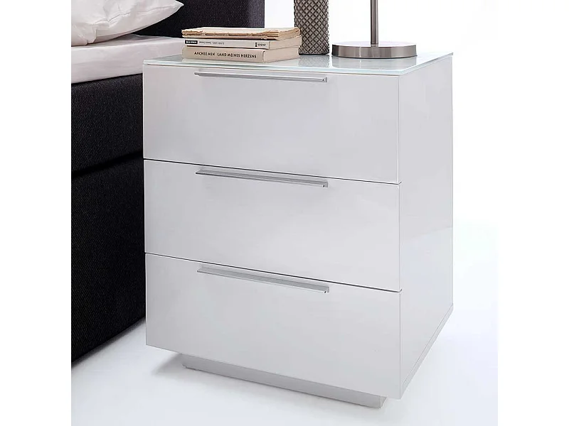 Nachtschrank in Weiß 3 Schubladen