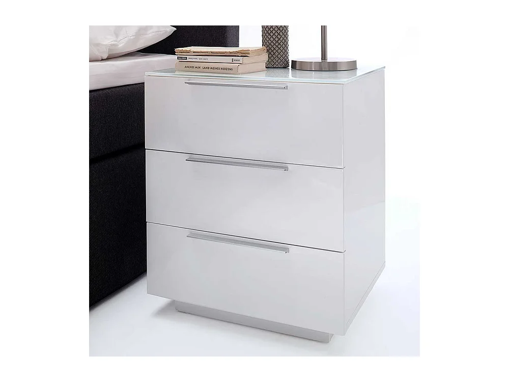 Nachtschrank in Weiß 3 Schubladen