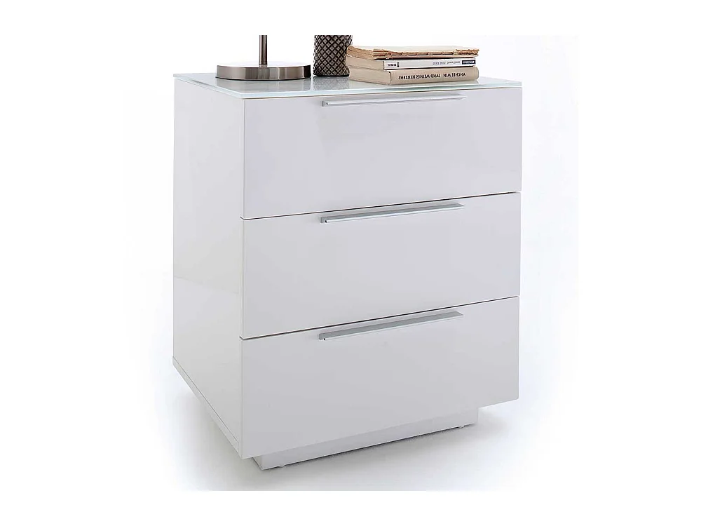 Nachtschrank in Weiß 3 Schubladen