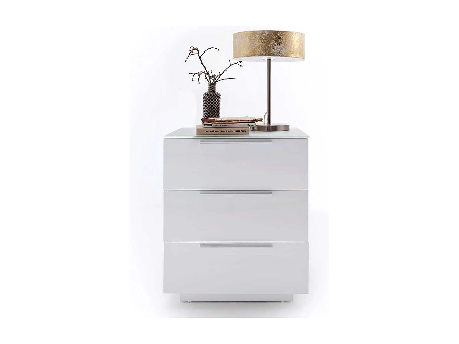 Nachtschrank in Weiß 3 Schubladen