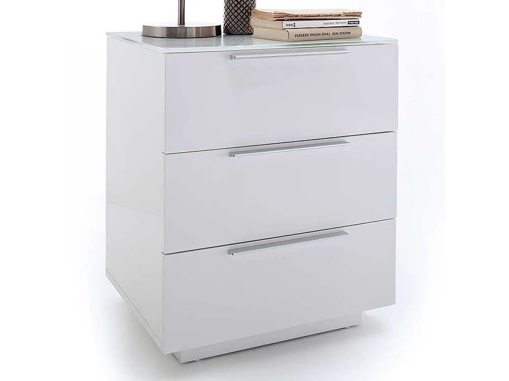 Nachtschrank in Weiß 3 Schubladen