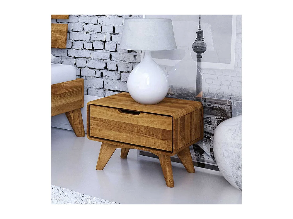 Nachtkonsole aus Wildeiche Massivholz einer Schublade