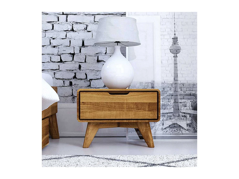 Nachtkonsole aus Wildeiche Massivholz einer Schublade