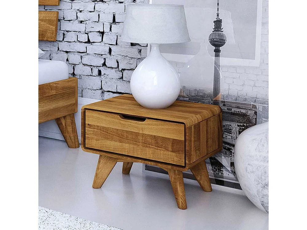 Nachtkonsole aus Wildeiche Massivholz einer Schublade