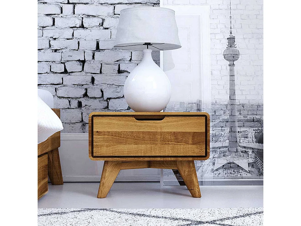 Nachtkonsole aus Wildeiche Massivholz einer Schublade