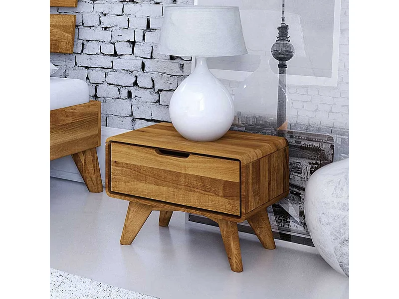 Nachtkonsole aus Wildeiche Massivholz einer Schublade