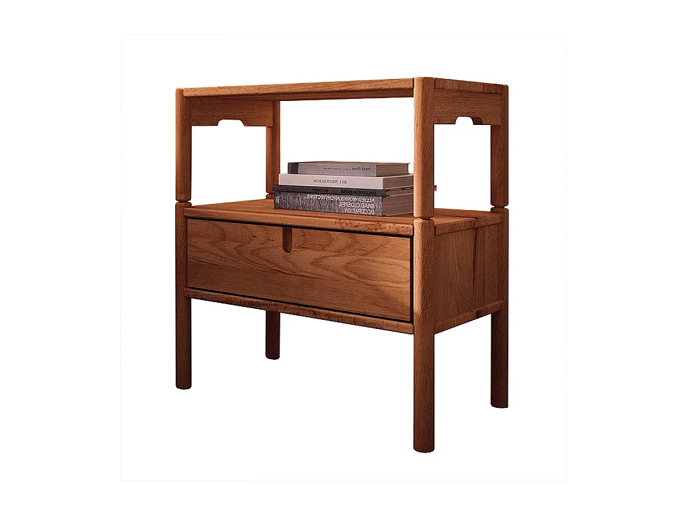 Nachttisch mit abnehmbarem Tablett aus Wildbuche Massivholz eine Schublade