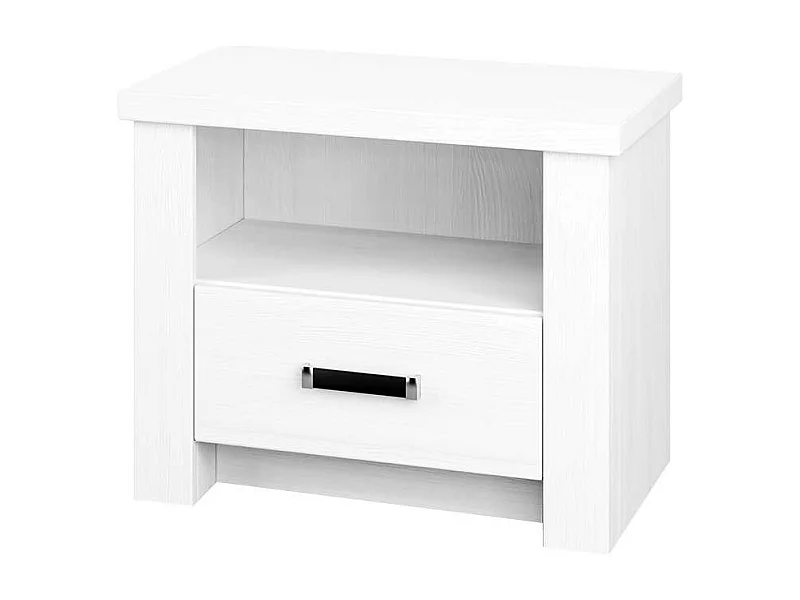 Landhaus Nachtkonsole in Weiß Pinie furniert