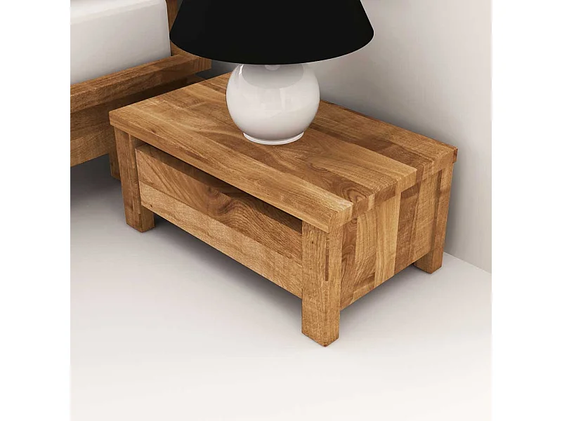 Nachttischkommode aus Wildeiche Massivholz Schubladen