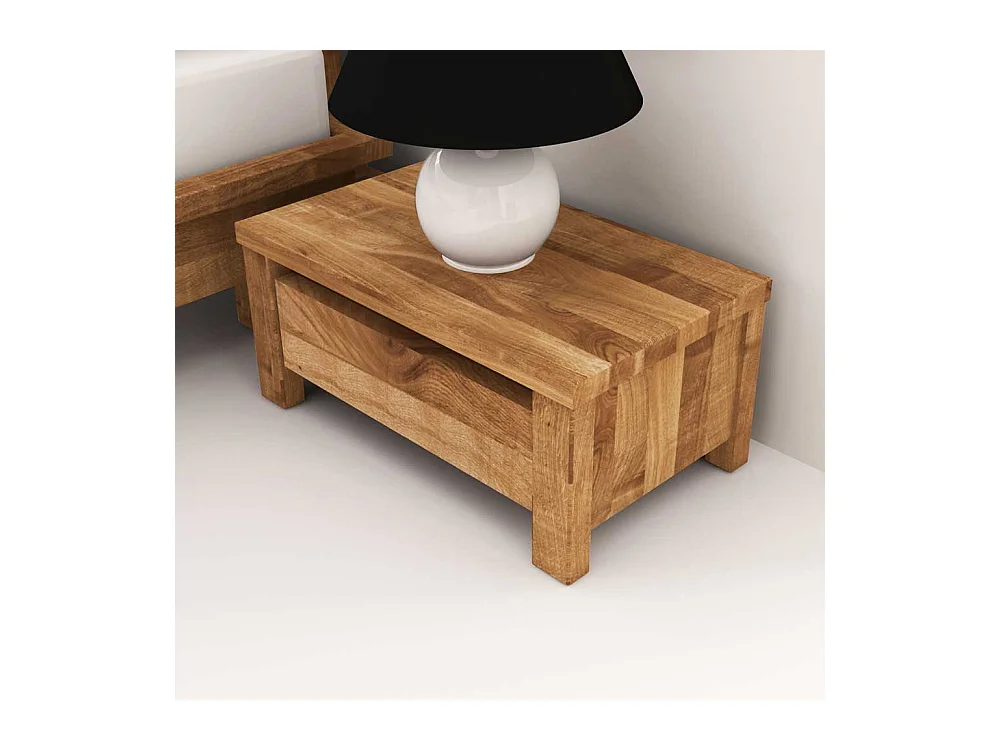 Nachttischkommode aus Wildeiche Massivholz Schubladen