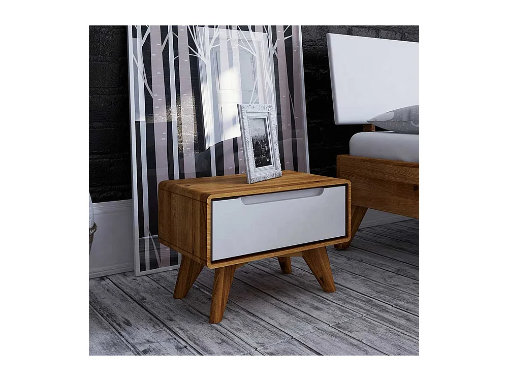 Nachttisch Kommode in Weiß und Wildeiche modern