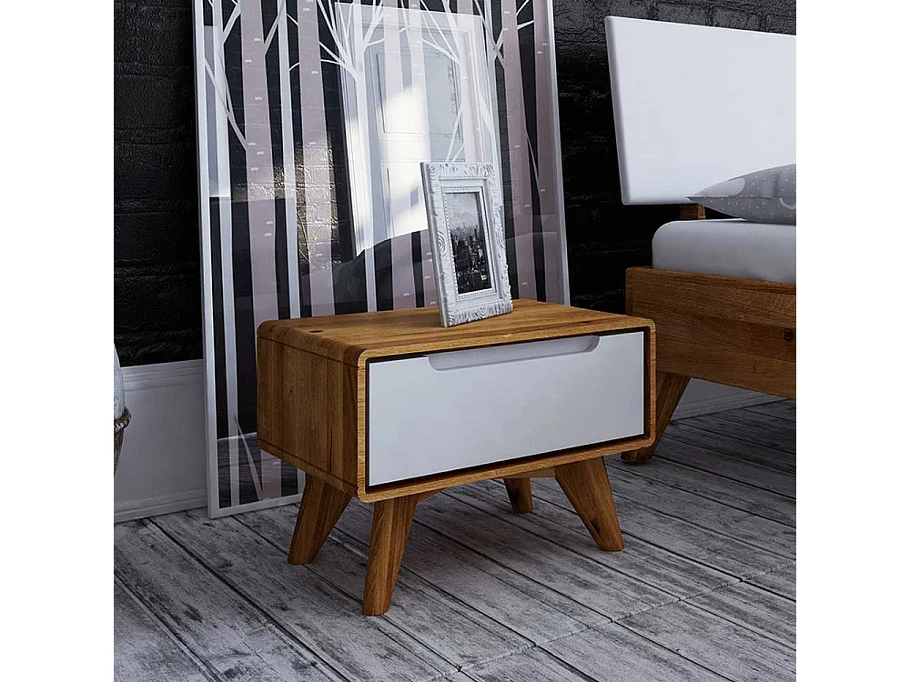 Nachttisch Kommode in Weiß und Wildeiche modern