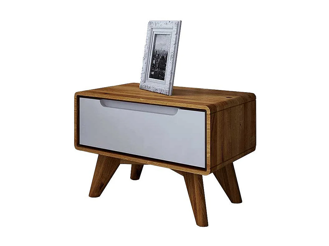 Nachttisch Kommode in Weiß und Wildeiche modern