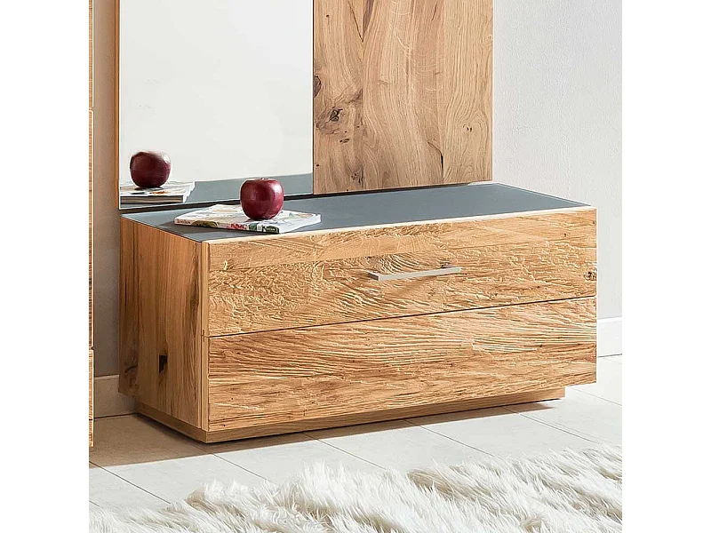 Mini Schuhschrank mit Klappe Balkeneiche furniert