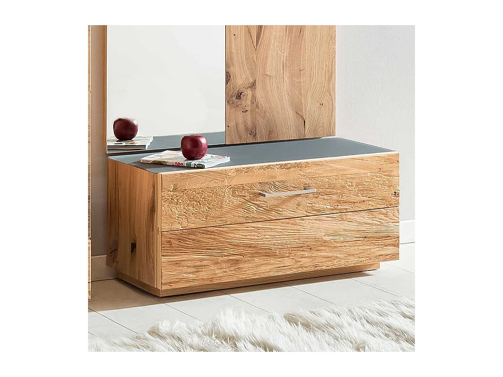 Mini Schuhschrank mit Klappe Balkeneiche furniert