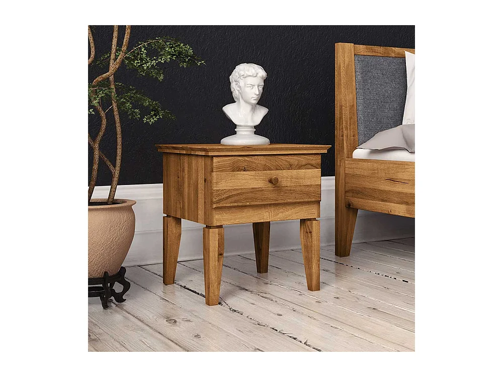 Nachttischchen aus Wildeiche Massivholz 50 cm hoch