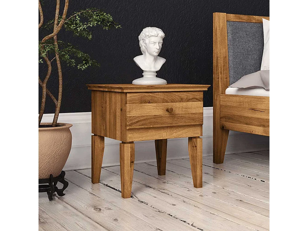 Nachttischchen aus Wildeiche Massivholz 50 cm hoch