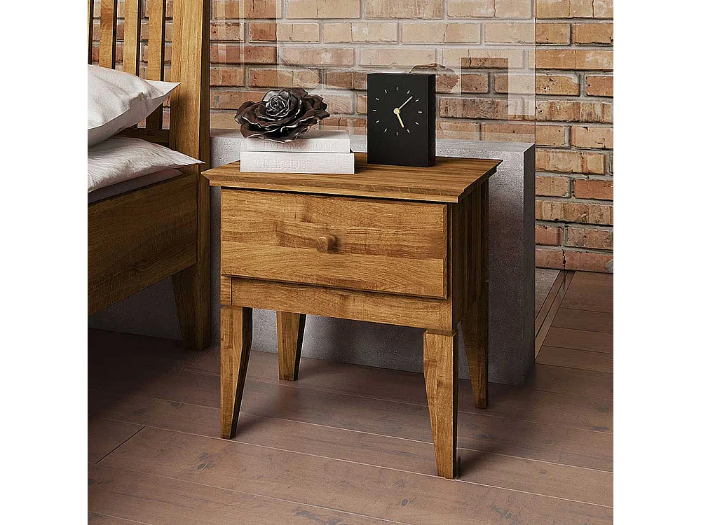 Nachttischchen aus Wildeiche Massivholz 50 cm hoch