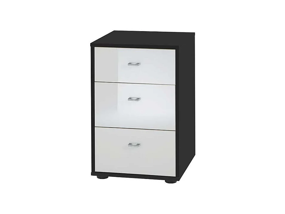 Kleine Kommode in Schwarz Weiß Glas beschichtet