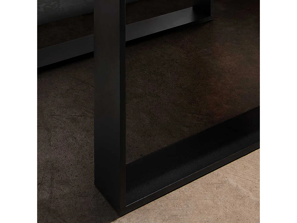 Nachttischkommode im Industry und Loft Stil Wildeiche Massivholz und Metall