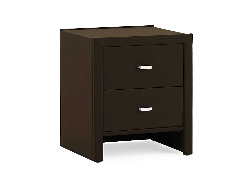 Nachtschrank in Dunkelbraun Kunstleder 2 Schubladen