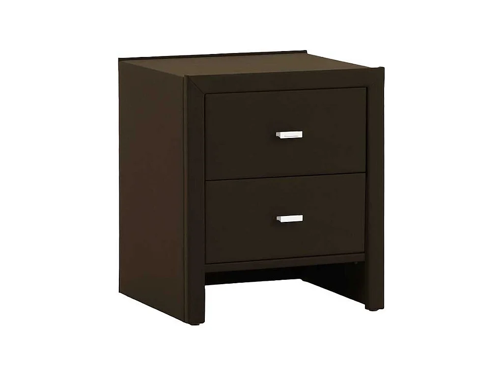 Nachtschrank in Dunkelbraun Kunstleder 2 Schubladen