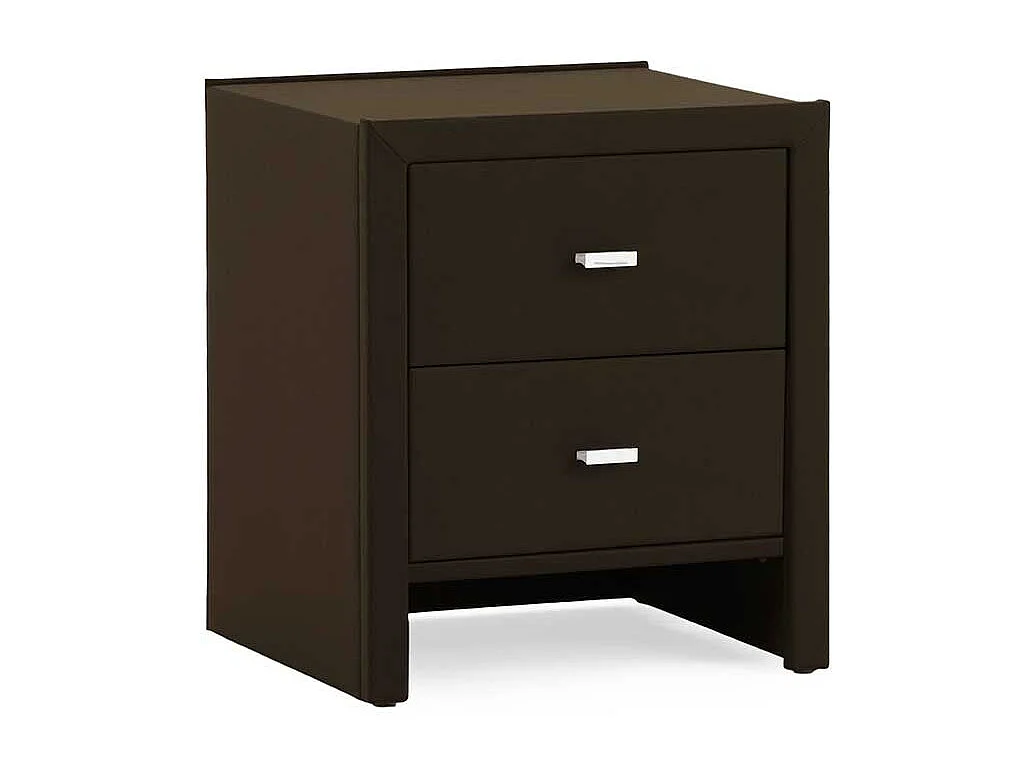 Nachtschrank in Dunkelbraun Kunstleder 2 Schubladen