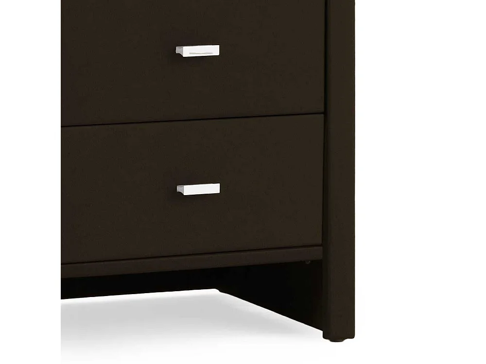 Nachtschrank in Dunkelbraun Kunstleder 2 Schubladen