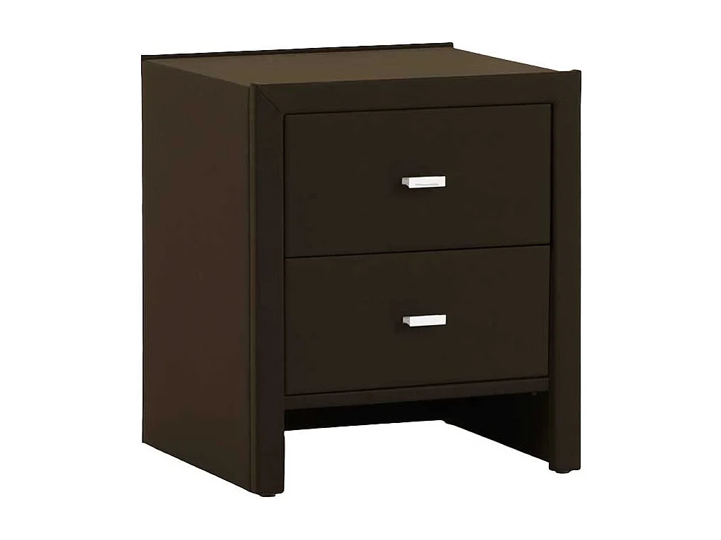 Nachtschrank in Dunkelbraun Kunstleder 2 Schubladen