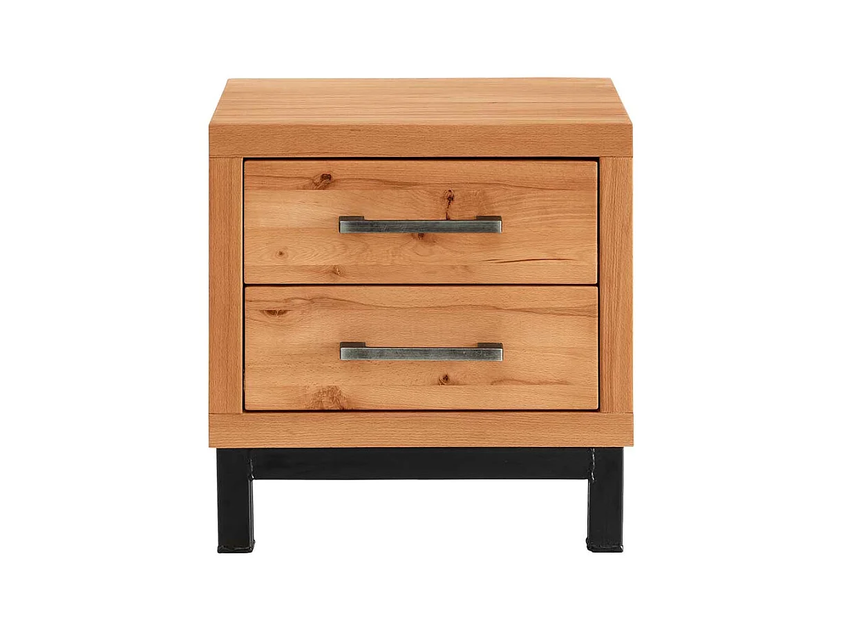 Nachttischkommode aus Kernbuche Massivholz zwei Schubladen