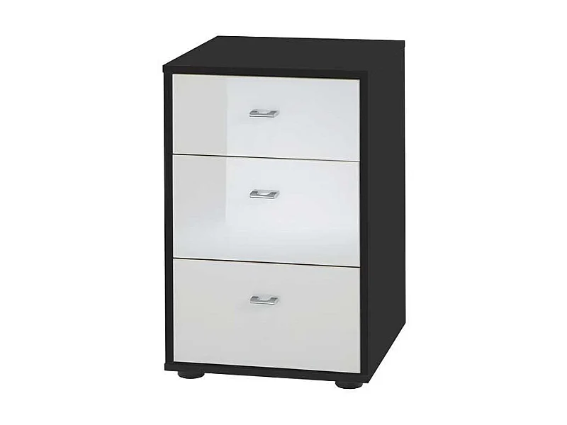 Kleine Kommode in Schwarz Weiß Glas beschichtet