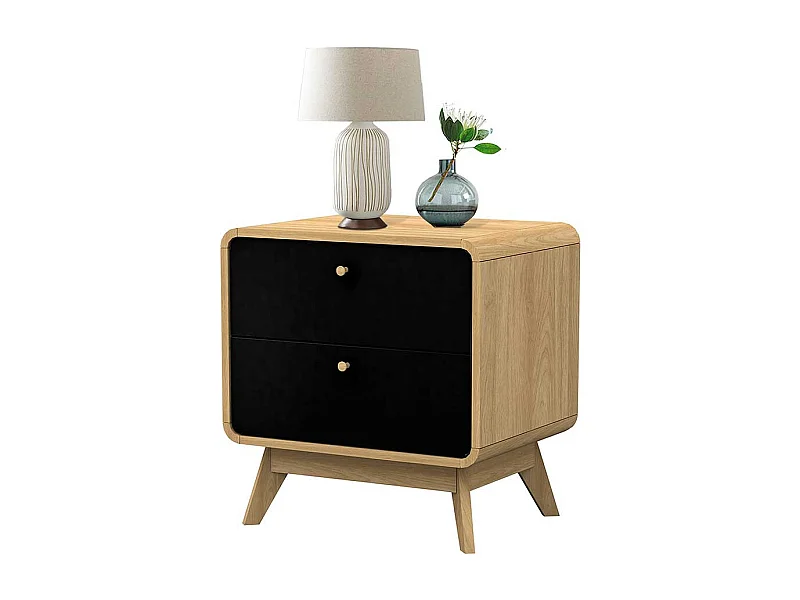 Nachtkonsole in Schwarz und Eichefarben Skandi Design