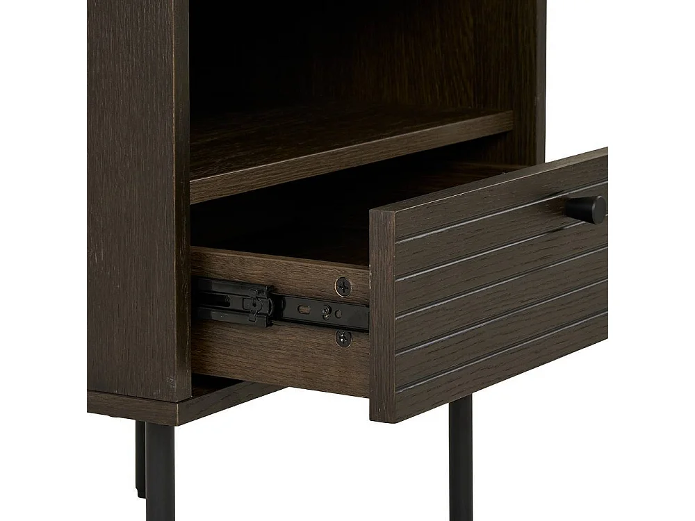 Nachtkommode Nachtschrank mit einem offenen Fach in Holz Braun