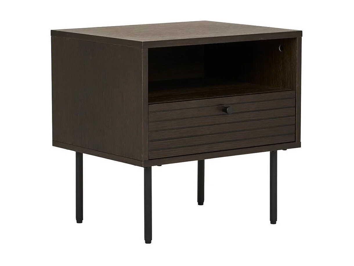Nachtkommode Nachtschrank mit einem offenen Fach in Holz Braun